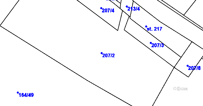 Parcela st. 207/2 v KÚ Cerhenice, Katastrální mapa