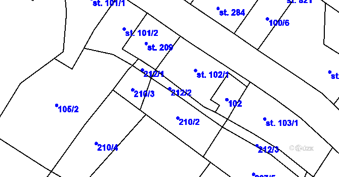 Parcela st. 212/2 v KÚ Cerhenice, Katastrální mapa