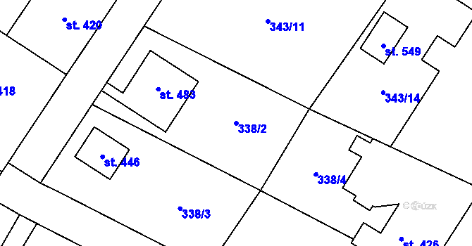 Parcela st. 338/2 v KÚ Cerhenice, Katastrální mapa