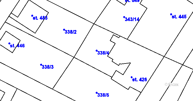 Parcela st. 338/4 v KÚ Cerhenice, Katastrální mapa
