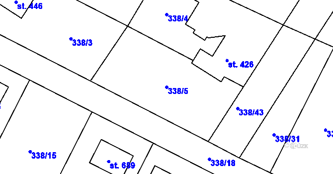 Parcela st. 338/5 v KÚ Cerhenice, Katastrální mapa