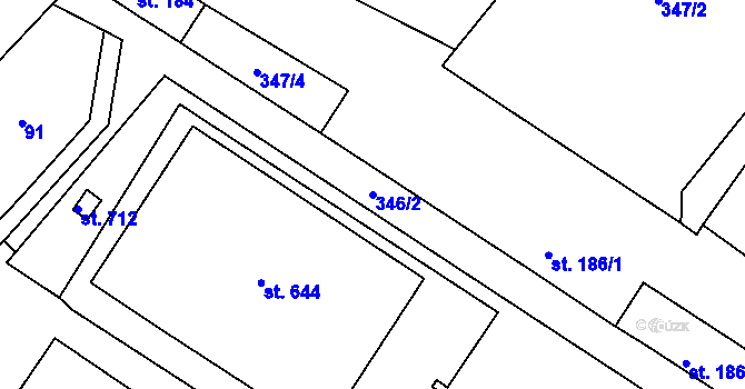 Parcela st. 346/2 v KÚ Cerhenice, Katastrální mapa