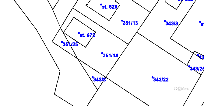 Parcela st. 351/14 v KÚ Cerhenice, Katastrální mapa