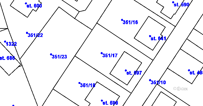 Parcela st. 351/17 v KÚ Cerhenice, Katastrální mapa