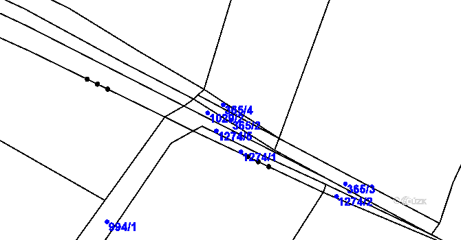 Parcela st. 365/2 v KÚ Cerhenice, Katastrální mapa