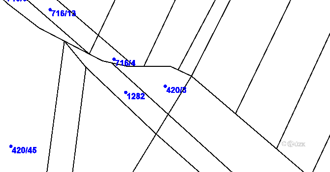 Parcela st. 420/3 v KÚ Cerhenice, Katastrální mapa
