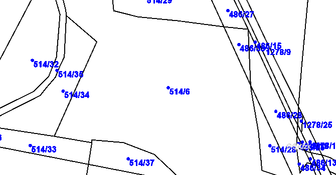 Parcela st. 514/6 v KÚ Cerhenice, Katastrální mapa
