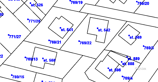 Parcela st. 769/22 v KÚ Cerhenice, Katastrální mapa