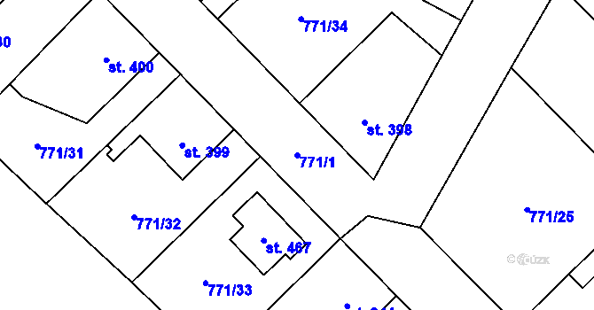 Parcela st. 771/1 v KÚ Cerhenice, Katastrální mapa
