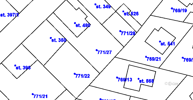 Parcela st. 771/27 v KÚ Cerhenice, Katastrální mapa