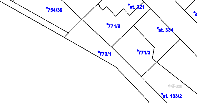 Parcela st. 773/1 v KÚ Cerhenice, Katastrální mapa