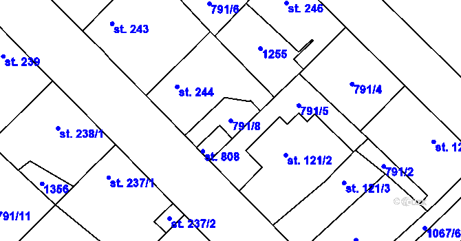 Parcela st. 791/8 v KÚ Cerhenice, Katastrální mapa