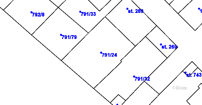 Parcela st. 791/24 v KÚ Cerhenice, Katastrální mapa