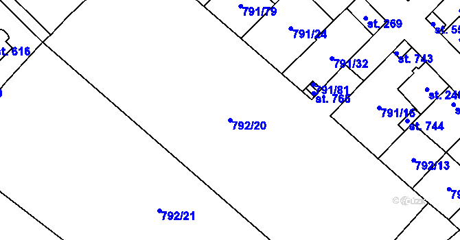 Parcela st. 792/20 v KÚ Cerhenice, Katastrální mapa