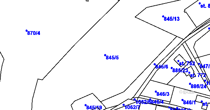 Parcela st. 845/5 v KÚ Cerhenice, Katastrální mapa