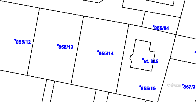 Parcela st. 855/14 v KÚ Cerhenice, Katastrální mapa