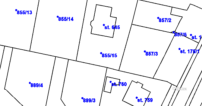 Parcela st. 855/15 v KÚ Cerhenice, Katastrální mapa
