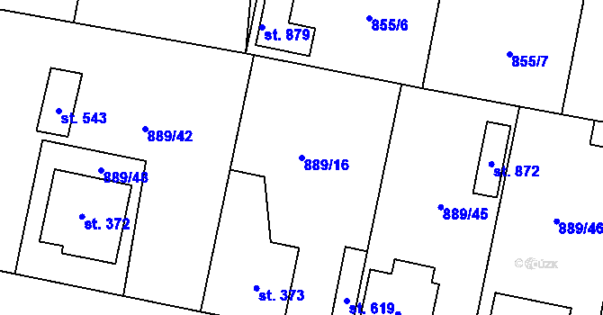 Parcela st. 889/16 v KÚ Cerhenice, Katastrální mapa