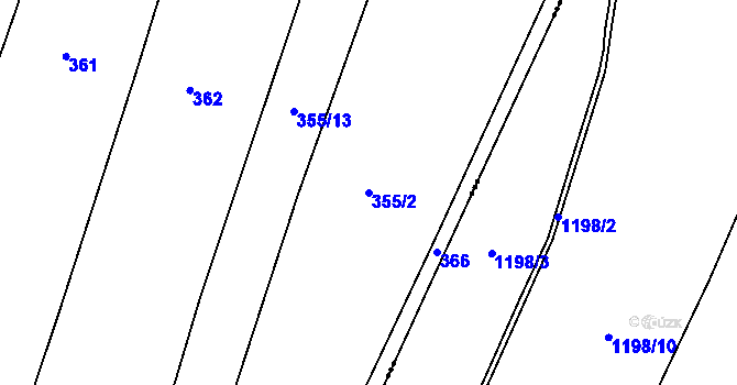 Parcela st. 355/2 v KÚ Cerhenice, Katastrální mapa