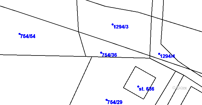 Parcela st. 754/36 v KÚ Cerhenice, Katastrální mapa