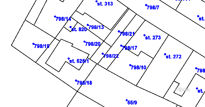 Parcela st. 798/22 v KÚ Cerhenice, Katastrální mapa