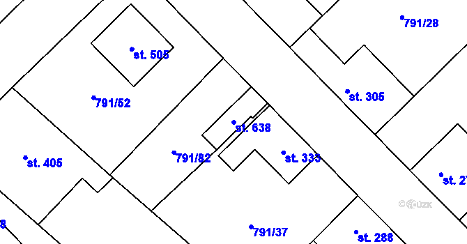 Parcela st. 638 v KÚ Cerhenice, Katastrální mapa