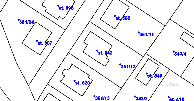 Parcela st. 642 v KÚ Cerhenice, Katastrální mapa