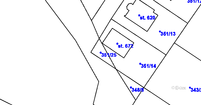 Parcela st. 351/25 v KÚ Cerhenice, Katastrální mapa