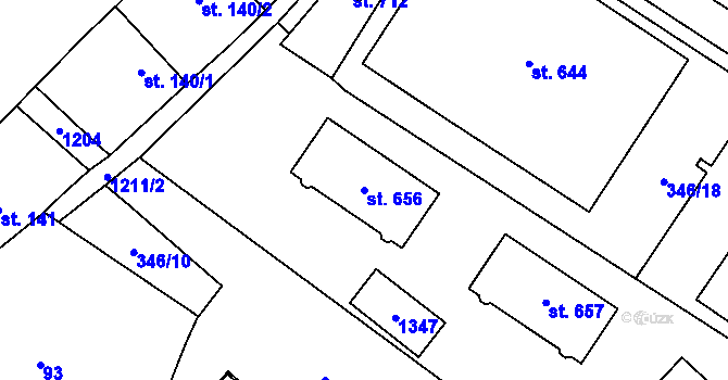 Parcela st. 656 v KÚ Cerhenice, Katastrální mapa