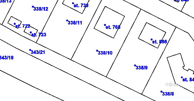 Parcela st. 338/10 v KÚ Cerhenice, Katastrální mapa