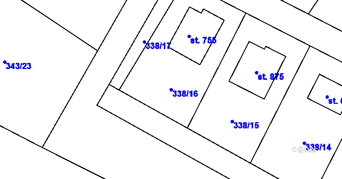Parcela st. 338/16 v KÚ Cerhenice, Katastrální mapa