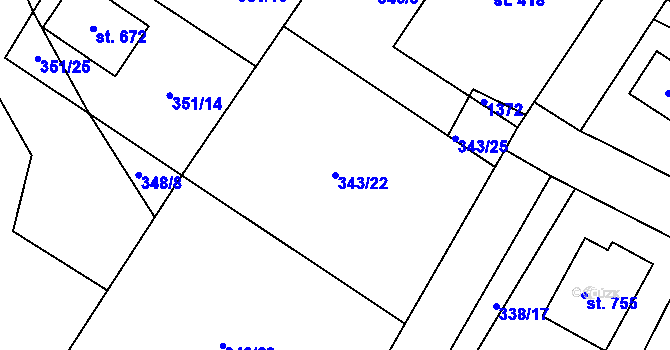 Parcela st. 343/22 v KÚ Cerhenice, Katastrální mapa