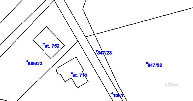 Parcela st. 847/23 v KÚ Cerhenice, Katastrální mapa