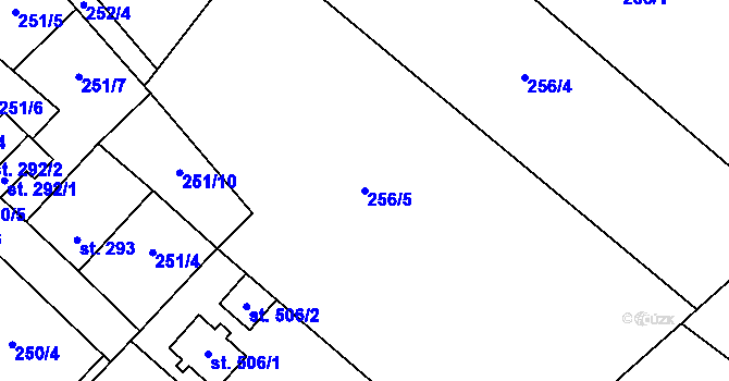 Parcela st. 256/5 v KÚ Cerhenice, Katastrální mapa