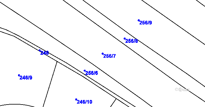 Parcela st. 256/7 v KÚ Cerhenice, Katastrální mapa