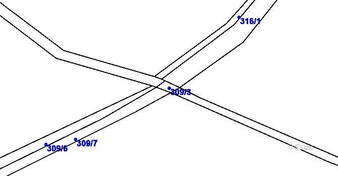 Parcela st. 309/3 v KÚ Cerhenice, Katastrální mapa