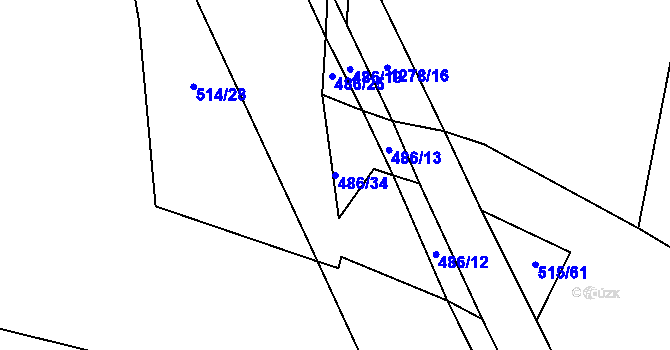 Parcela st. 486/34 v KÚ Cerhenice, Katastrální mapa