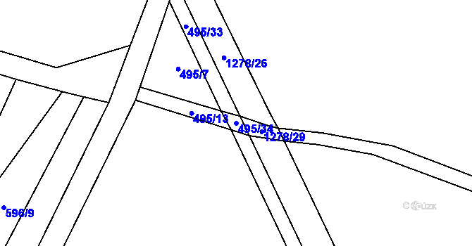 Parcela st. 495/34 v KÚ Cerhenice, Katastrální mapa