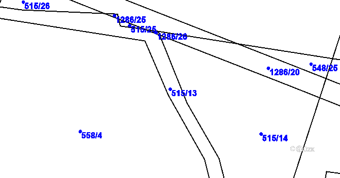 Parcela st. 515/13 v KÚ Cerhenice, Katastrální mapa