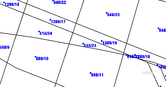Parcela st. 515/23 v KÚ Cerhenice, Katastrální mapa