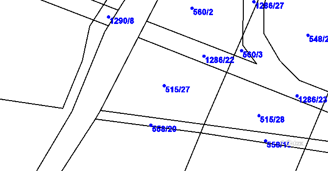 Parcela st. 515/27 v KÚ Cerhenice, Katastrální mapa