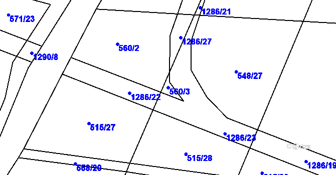 Parcela st. 560/3 v KÚ Cerhenice, Katastrální mapa