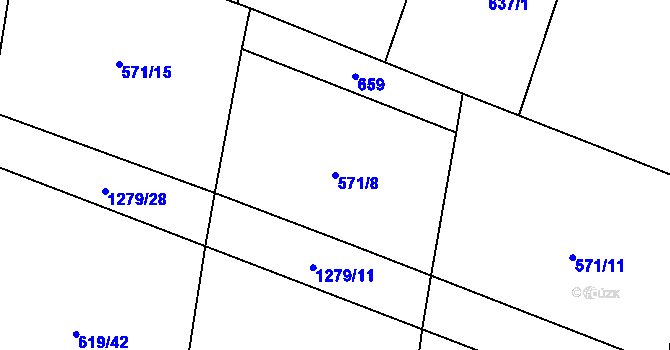 Parcela st. 571/8 v KÚ Cerhenice, Katastrální mapa