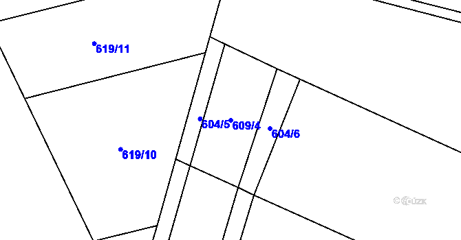 Parcela st. 609/4 v KÚ Cerhenice, Katastrální mapa