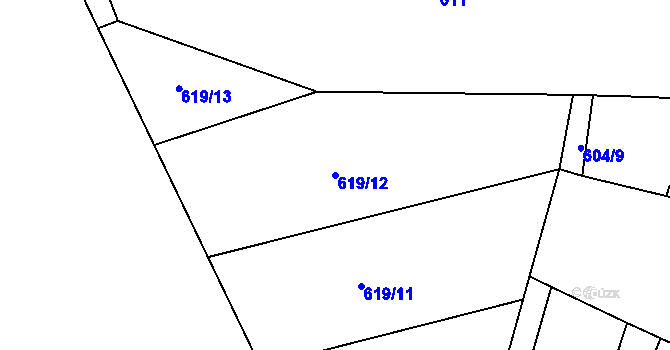 Parcela st. 619/12 v KÚ Cerhenice, Katastrální mapa