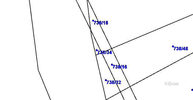 Parcela st. 738/34 v KÚ Cerhenice, Katastrální mapa