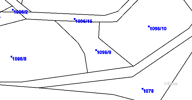 Parcela st. 1096/9 v KÚ Cerhenice, Katastrální mapa