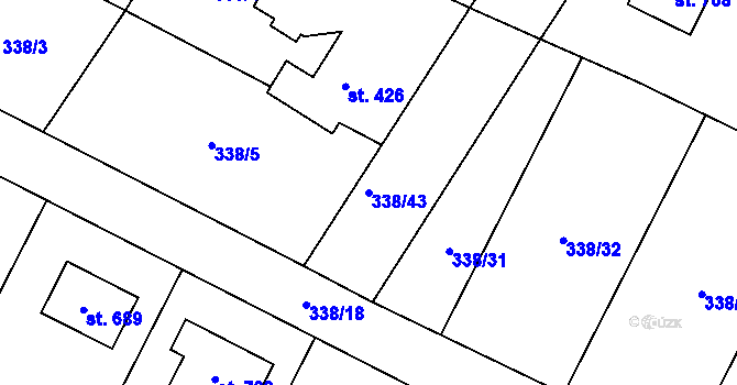Parcela st. 338/43 v KÚ Cerhenice, Katastrální mapa