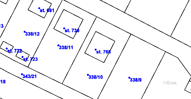 Parcela st. 768 v KÚ Cerhenice, Katastrální mapa