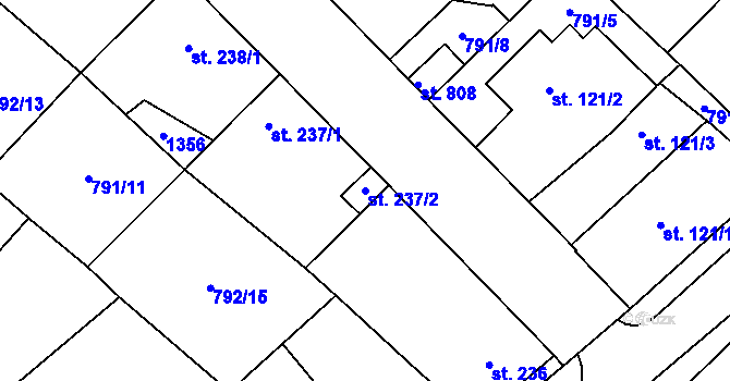 Parcela st. 237/2 v KÚ Cerhenice, Katastrální mapa